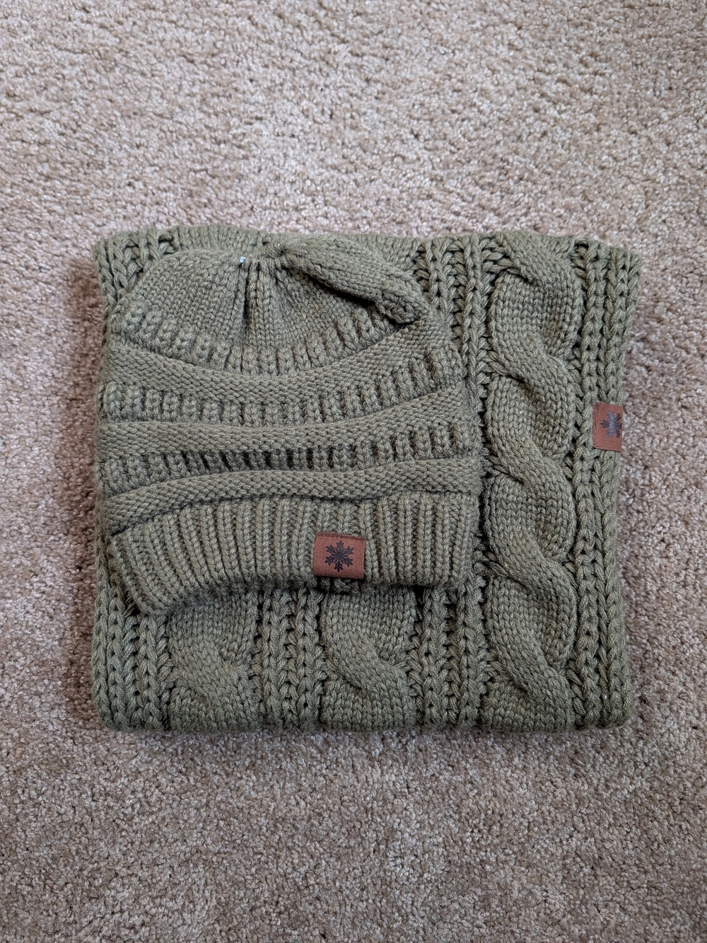 Cable-Knit Scarf And Beanie Set
